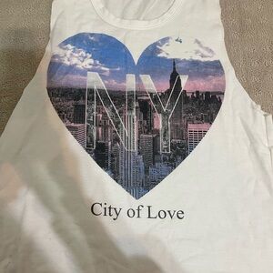 Charlotte Russe White and Blue Graphic Tank Top